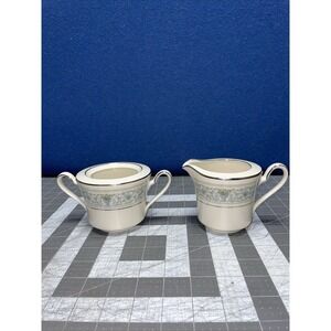 Noritake Ivory China Monteleone Sugar Bowl and Creamer #7569 Japan Flaw